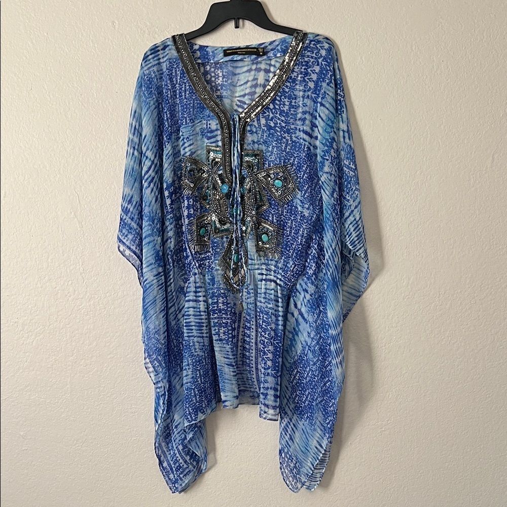 Like New! Versace 19V69 Abbigiliamento Sportivo Blue Kaftan Embellishments M